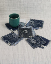 Load image into Gallery viewer, Japanese boro textile with  Upcycled Denim Coasters-Set of 2🍵
