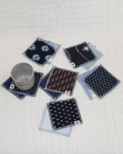 Load image into Gallery viewer, Japanese Ikat textile with Upcycled Denim Coasters-Set of 2🍵

