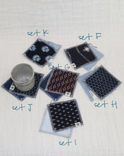 Load image into Gallery viewer, Japanese Ikat textile with Upcycled Denim Coasters-Set of 2🍵
