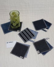 Load image into Gallery viewer, Japanese Indigo Stripe with Upcycled Denim Coasters-Set of 2🍵
