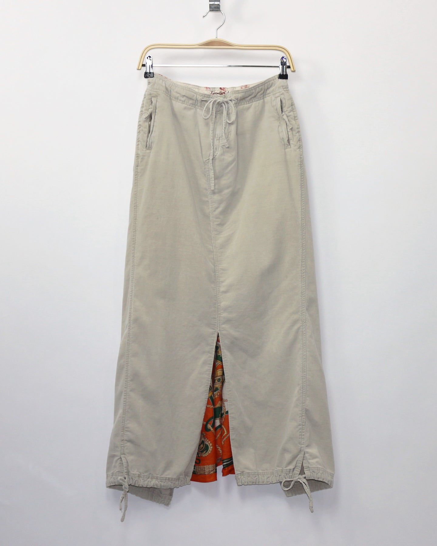 Corduroy Maxi Skirt with scarf inset, Waist 28
