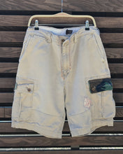 Load image into Gallery viewer, Up-cycled Cargo shorts with Camo Flap_Waist 34&quot;

