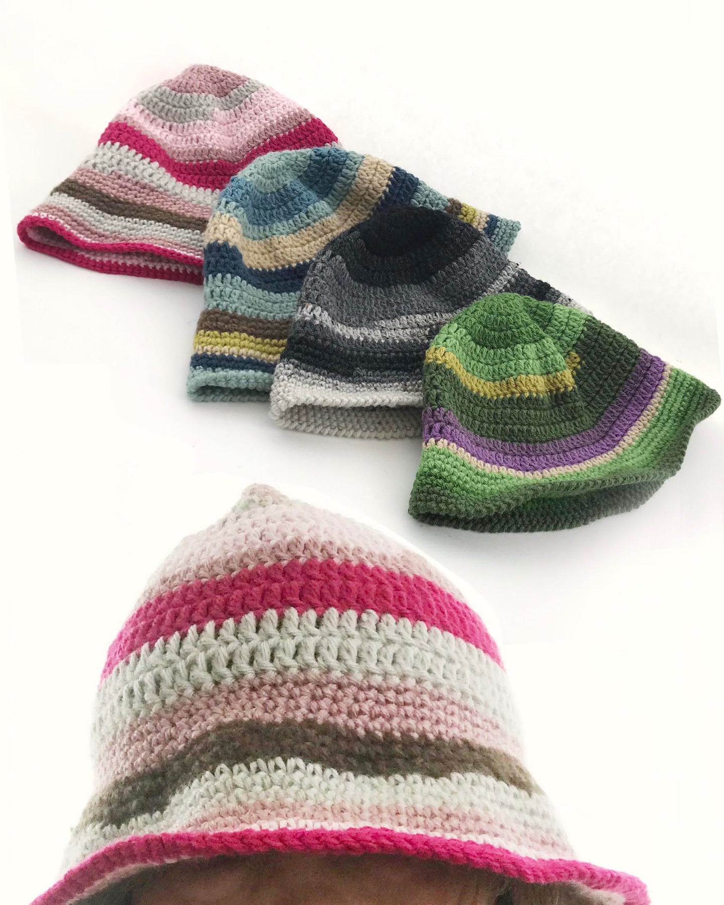 Multicolor Hand Crochet Bucket Hats🧶