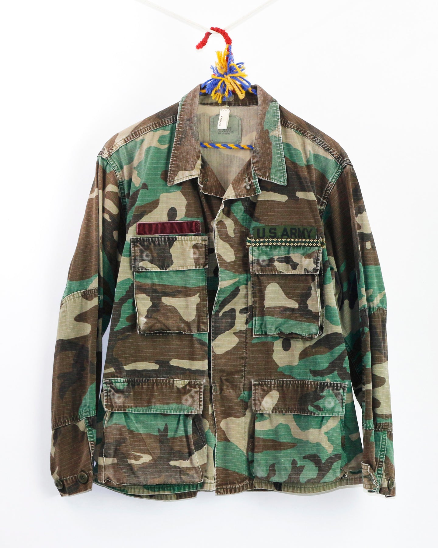 Reworked US Army Woodland Camo Shirt Jacket, Size M/L