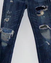 Load image into Gallery viewer, Japanese Boro, Sashiko Mending LEVI&#39;S Capital E Straight jeans, Low Skinny Women&#39;s 29
