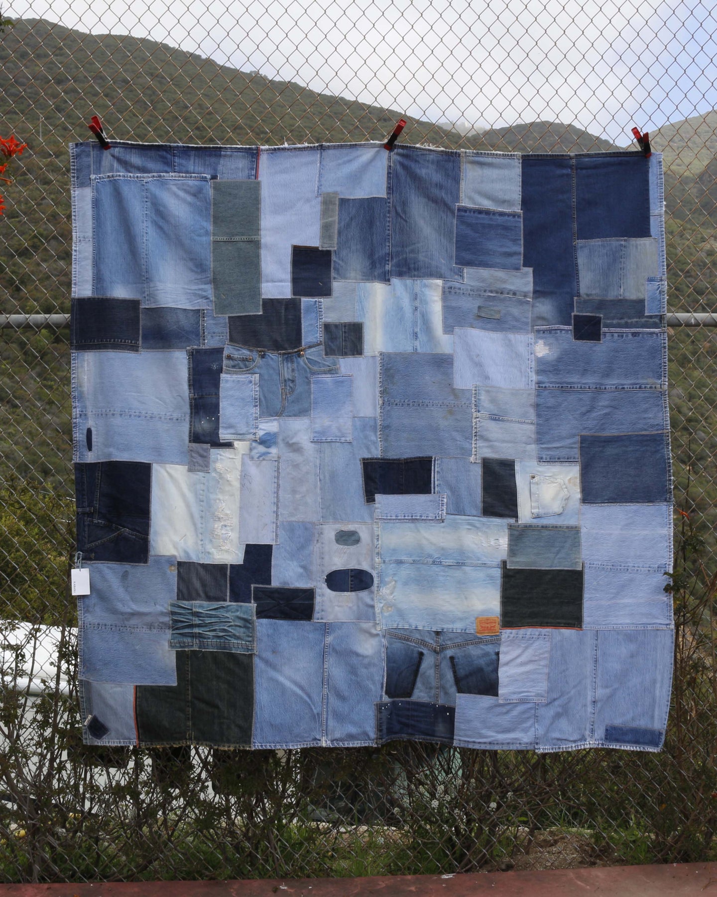 Handmade Blue Jeans Patchwork Wall hanging/Rug/Bedspread!!!!