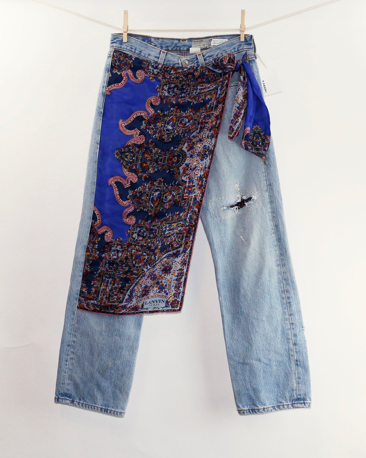Vintage LANVIN Scarf Wrap Levi's 501 Jeans_Size 28